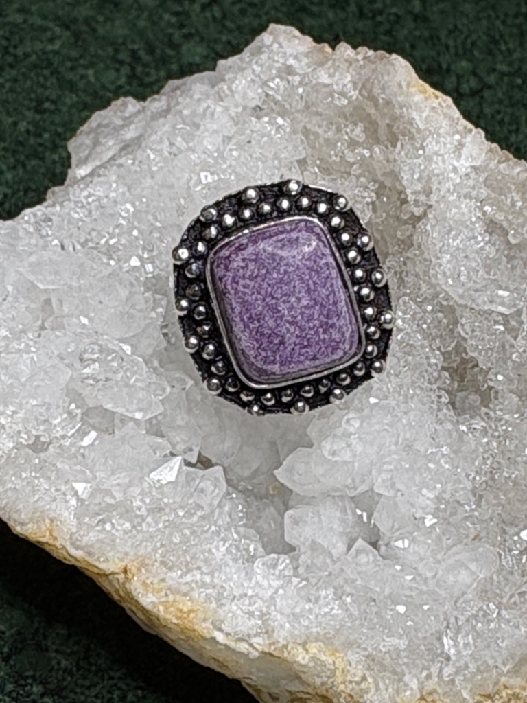Lepidolite Silver Ring